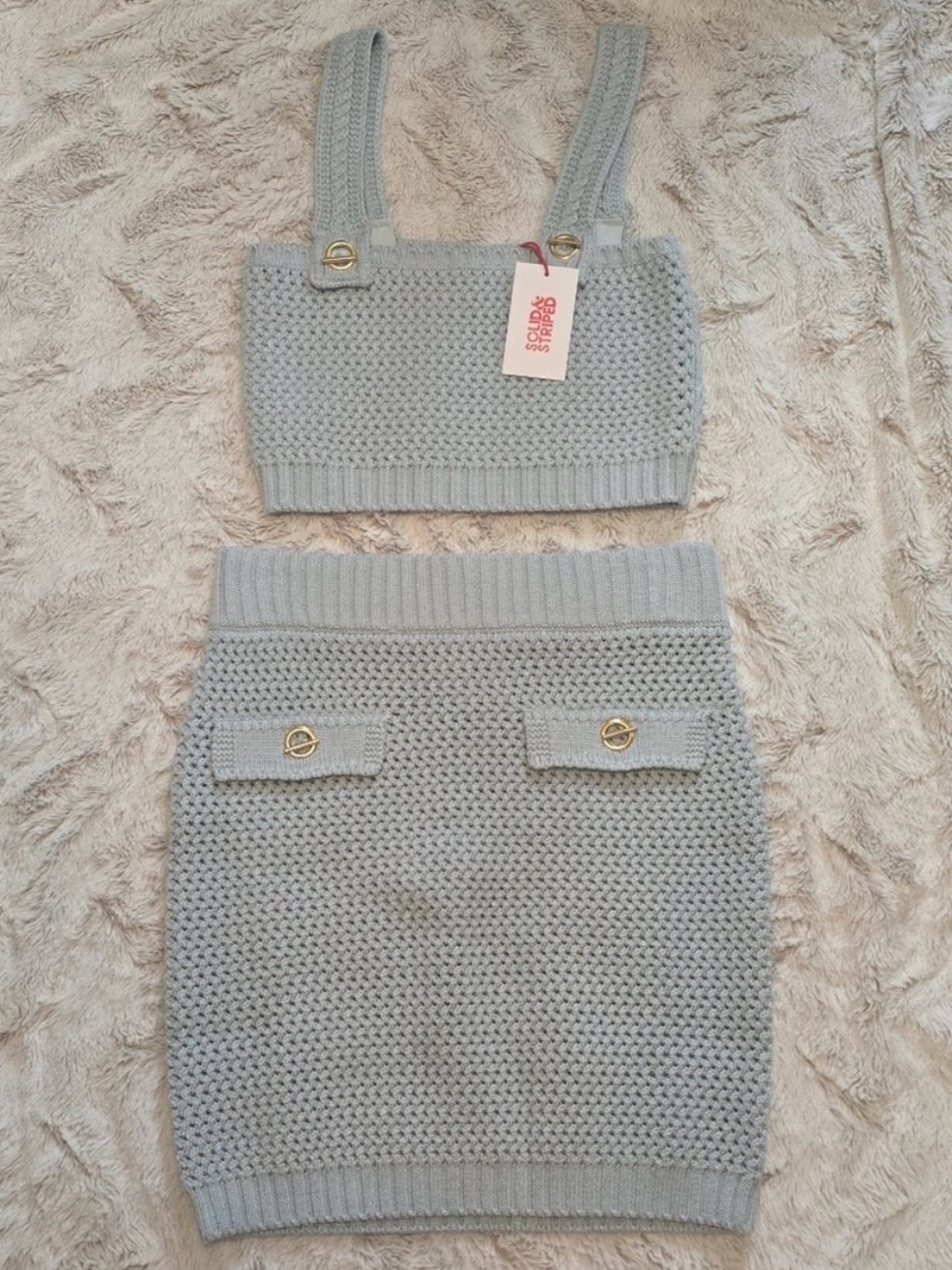 SOLID & STRIPED Light Gray Knit Mini Skirt Set